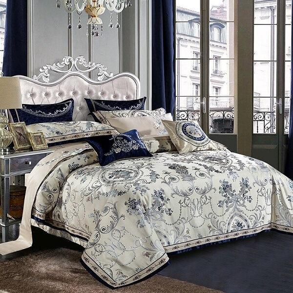 Allemar Luxury Cotton Satin Jacquard Duvet Cover Set