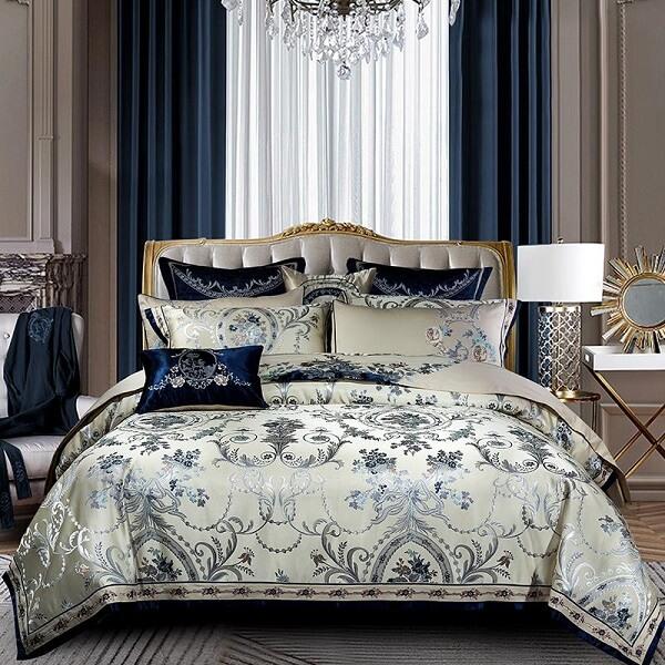 Allemar Luxury Cotton Satin Jacquard Duvet Cover Set