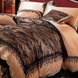 Ambrozeya Luxury Silk Cotton Black Lace Duvet Cover Set DECORATIQ | Home&Decor