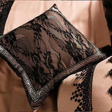 Ambrozeya Luxury Silk Cotton Black Lace Duvet Cover Set DECORATIQ | Home&Decor