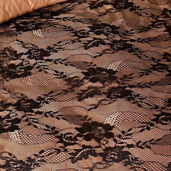 Ambrozeya Luxury Silk Cotton Black Lace Duvet Cover Set DECORATIQ | Home&Decor