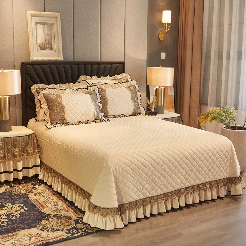 Faith Ruffled Edged Quilted Fleece Bedspread Set DECORATIQ | Home&Decor