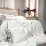 Emely Floral Bunch Embroidery Egyptian Cotton Duvet Cover Set DECORATIQ | Home&Decor