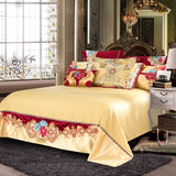 Kaleyra Silver Golden  Silk Satin Cotton Duvet Cover Set DECORATIQ | Home&Decor