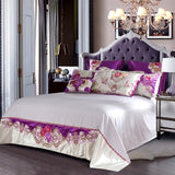 Kaleyra Silver Golden  Silk Satin Cotton Duvet Cover Set DECORATIQ | Home&Decor