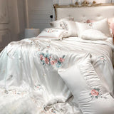 Emely Floral Bunch Embroidery Egyptian Cotton Duvet Cover Set DECORATIQ | Home&Decor