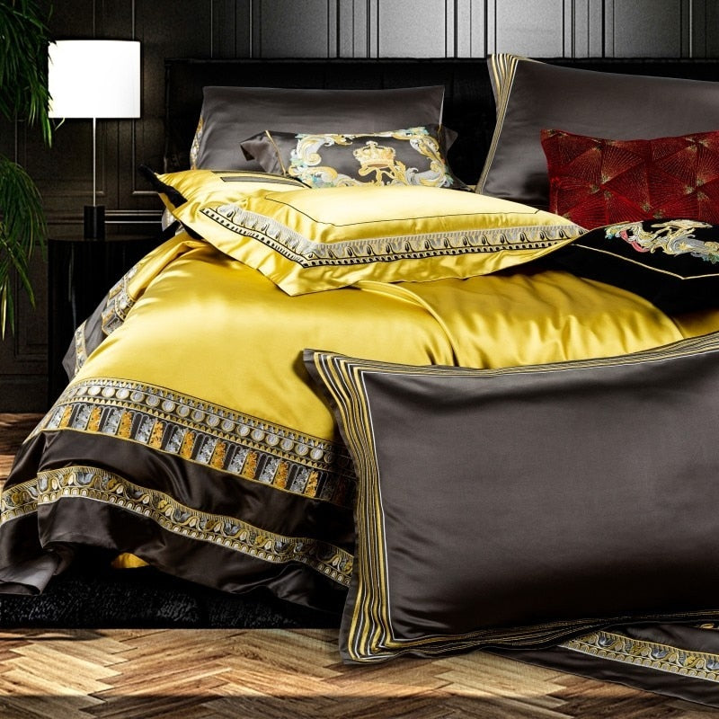 Lisa Embroidered Jacquard Satin Duvet Cover Set DECORATIQ | Home&Decor