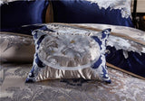 Impero Blue Silver Silk Cotton Jacquard Luxury Chinese Duvet Cover Set DECORATIQ | Home&Decor