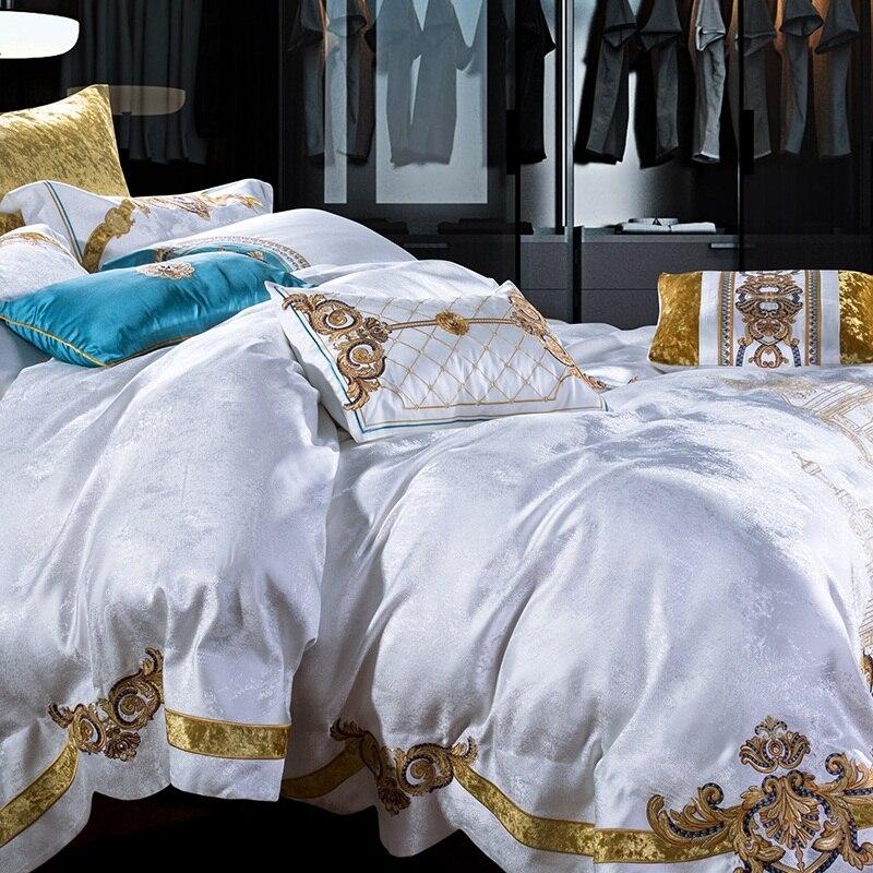 Luxury Bedding Sets Wedding Royal Cotton Stain Jacquard Bed Spread King  Queen Size