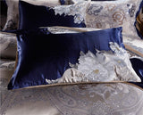 Impero Blue Silver Silk Cotton Jacquard Luxury Chinese Duvet Cover Set DECORATIQ | Home&Decor