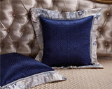 Impero Blue Silver Silk Cotton Jacquard Luxury Chinese Duvet Cover Set DECORATIQ | Home&Decor