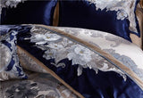 Impero Blue Silver Silk Cotton Jacquard Luxury Chinese Duvet Cover Set DECORATIQ | Home&Decor