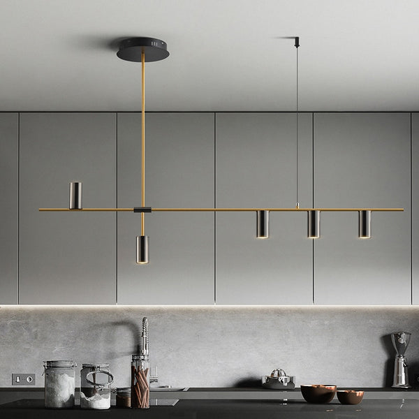 Gold or Black Simple LED Chandelier Modern Kitchen island Long Hanging Light Dining Bar Office Coffee Restaurant Pendant Lamp