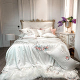 Emely Floral Bunch Embroidery Egyptian Cotton Duvet Cover Set DECORATIQ | Home&Decor