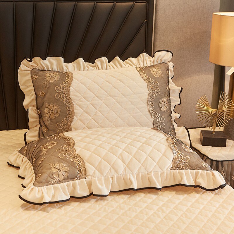 Faith Ruffled Edged Quilted Fleece Bedspread Set DECORATIQ | Home&Decor