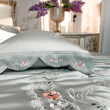 Emely Floral Bunch Embroidery Egyptian Cotton Duvet Cover Set DECORATIQ | Home&Decor