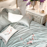 Emely Floral Bunch Embroidery Egyptian Cotton Duvet Cover Set DECORATIQ | Home&Decor