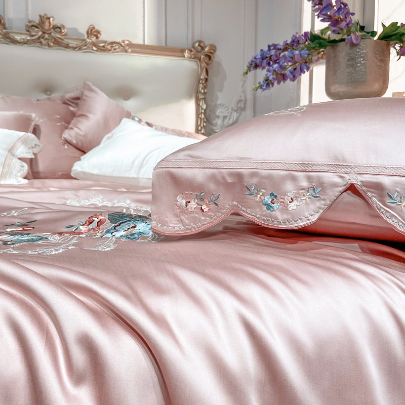 Emely Floral Bunch Embroidery Egyptian Cotton Duvet Cover Set DECORATIQ | Home&Decor