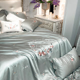 Emely Floral Bunch Embroidery Egyptian Cotton Duvet Cover Set DECORATIQ | Home&Decor