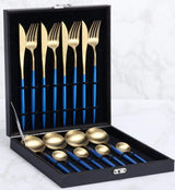 Arya Blue Gold Flatware DECORATIQ | Home&Decor