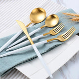 Arya White Gold Flatware DECORATIQ | Home&Decor